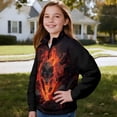 thumbnail image 3 of Uorisanigo Girls Half Zip Sweatshirt Fall Fashion Outfits Clothes Flame Wolf Long Sleeve Cropped Pullover Hoodies Lightweight Pullover Jackets Athletic Tops for Sports and Daily Wear, 3 of 7