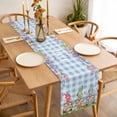 thumbnail image 3 of Easter Bunny Gnomes Table Runner - 120 Inch Long, Kitchen Dining Table Runner Dresser Scarves, Spring Easter Eggs Floral Blue Plaid Farmhouse Decor for Coffee Tables Wedding Party Banquet, 3 of 8