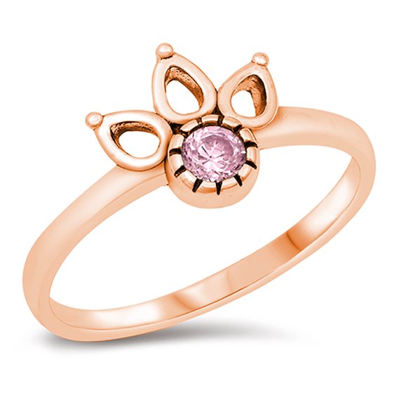 All in Stock Pink Stone Bali Crown Ring Sterling Rose Gold-Tone Silver Size 4