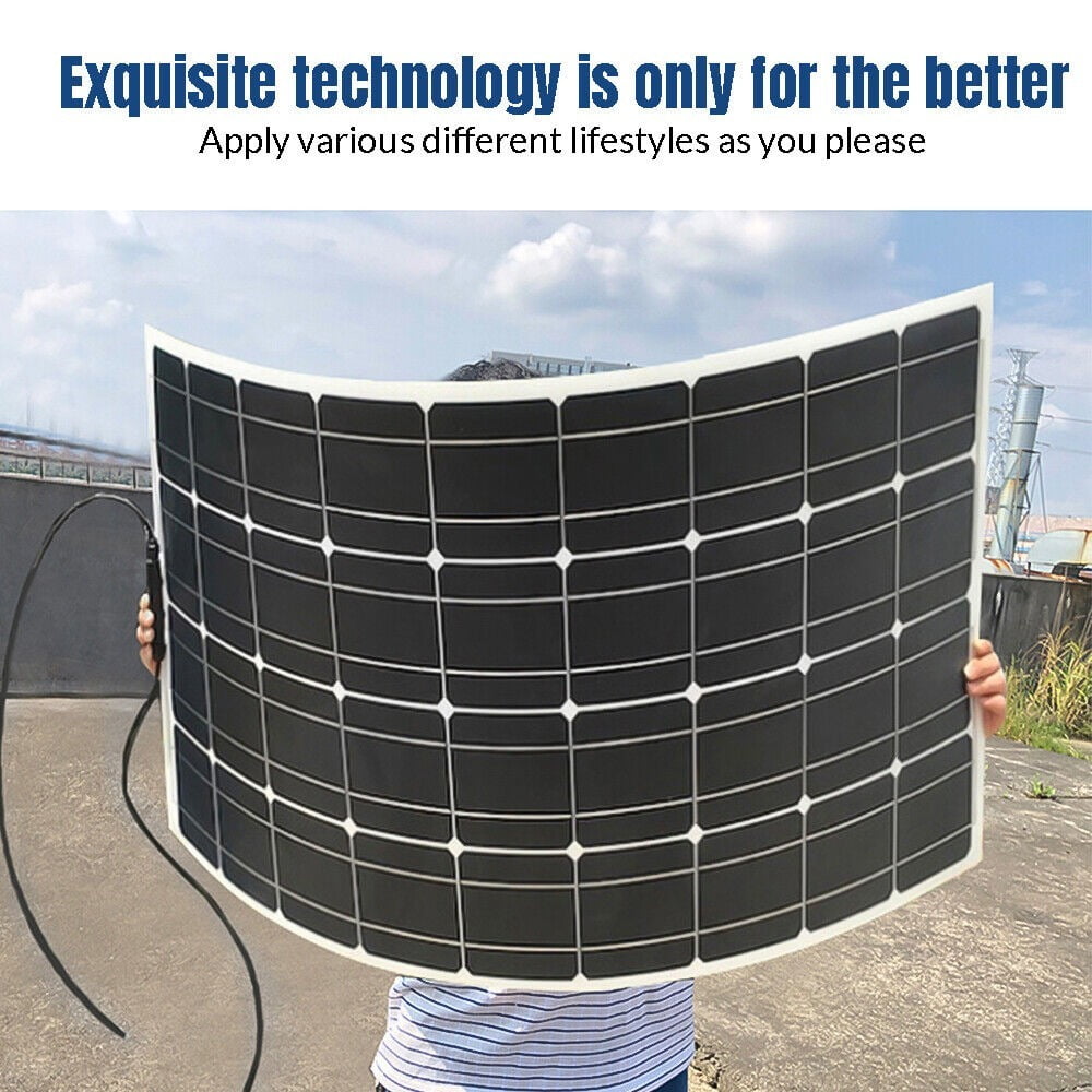 Semi-Flexible Solar Panel 100W 12V Bendable Thin Film Monocrystalline for Caravan RV Boat Camper Trailer