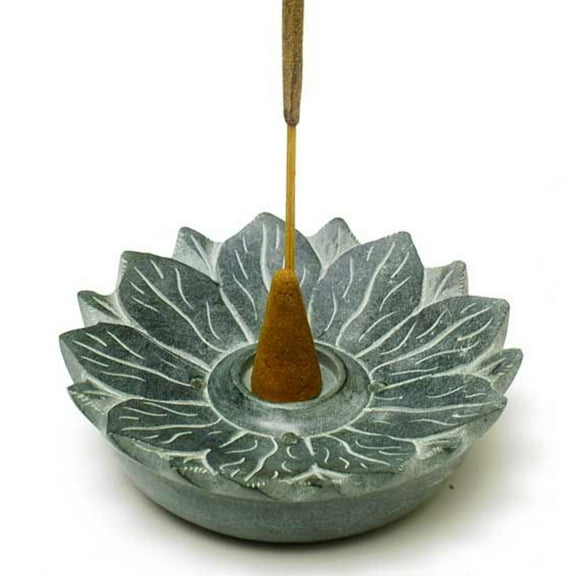 Lotus Blossom Soapstone Incense Burner
