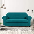 thumbnail image 3 of CHUN YI Stretch 2-Piece Checks Sofa Cover with Cushion Cover Slipcover, XL-Sofa, Teal, 3 of 6