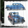 thumbnail image 4 of Ambesonne Vintage Car Shower Curtain, Retro Themed Car Print, 69"Wx84"L, Blue and Red, 4 of 5