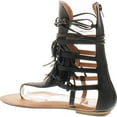 thumbnail image 3 of Liliana AVIS-4 Women's Flat Lace Up 3 Layers Fringe Flip Flop Gladiator Sandal, 3 of 6