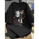 thumbnail image 1 of Men's 100% Cotton Short Sleeve T-Shirt - Black Casual Summer Tee with Cute Cat Print & Japanese Kawaii Text, Round Neck Machine Washable Top for Casual Attire, Comfortable Commuting Shirt, Soft F, 1 of 6