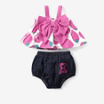 thumbnail image 3 of Barbie Baby Girls 2pcs Outfit Set Strawberry Bowknot Tank top with Baby Underwear Set Size 0-24 Months, 3 of 8
