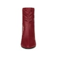 thumbnail image 6 of BLISSFUL STEP Women's Boots Pointy Toe Back Zip Block Heel Ankle Boots Red 8, 6 of 7