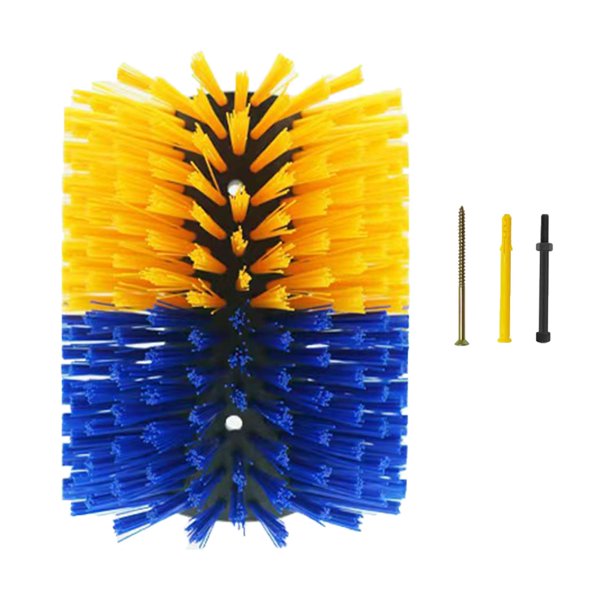 Cepillo rascador para ganado, simple, de 19 x 22 cm, para cabras, eficiente para caballos Amarillo y azul
