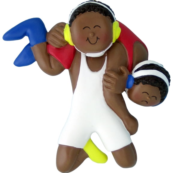 Wrestling Male African-American Personalized  Christmas Ornament DO-IT-YOURSELF