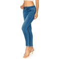 thumbnail image 2 of KHAKI & BLUE Women's Denim Daydream Skinny Jeans Mid Rise 3 Button Closure Butt Lift Super Stretchy Soft Stylish Knit Denim Slim Fit Comfy Casual Pants 77525-DM443 DK 0, 2 of 7