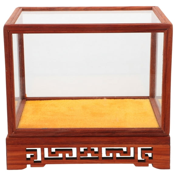 Chinese Style Glass Display Case for Collectibles and Figurines Assorted Color