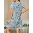 thumbnail image 5 of Mawalde Nightgowns for Women Short Sleeve Night Shirts Women Print Sleep Shirts Sleepwear Gray Coffee L, 5 of 7