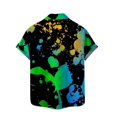 thumbnail image 2 of Camisas Tipo Para Hombre Camisa de manga corta con solapa y hebilla de bolsillo con impresión digital 3D de escritura a mano Spoor para hombre (Green, XXL), 2 of 6
