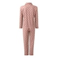 thumbnail image 7 of Xyxonk Womens Pajamas Cozy Button Up Polka Dot Pj Set Long Sleeve Shirt and Womens Pajama Pants Pink Classic Lounge Two Piece Sleepwear Hot Pink 2XL, 7 of 7