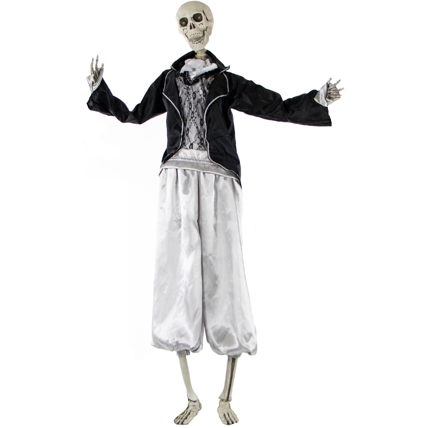 Haunted Hill Farm 5.25 ft Life-Size Skeleton Groom Prop with Lights and Sound, Indoor/Covered Outdoor Halloween Decoration, HHRPR-1FL