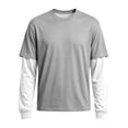 thumbnail image 7 of Nestiefly Men's Faux 2-Piece Longsleeve Basic Tee Layered Solid Shirts Casual Pullover Fashion Fall Light Gray S, 7 of 7