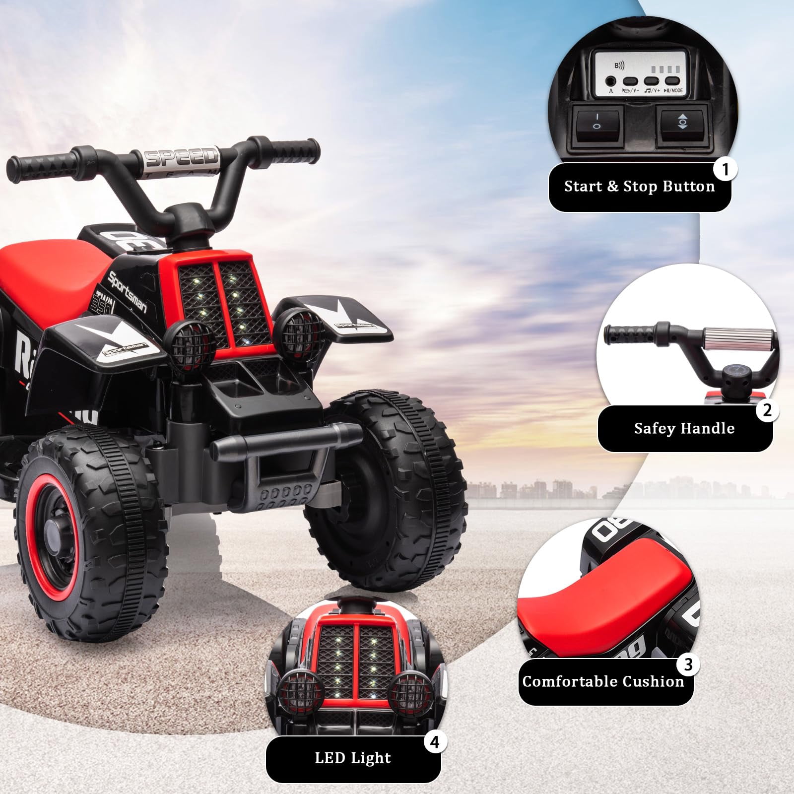 TROPOW Electric Ride On Cars with Remote Control,6V Kids Ride-On ATV – Fun, Safe, and Thrilling Outdoor Adventure Toy,Black