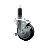 4 Inch Black Poly Swivel 1-1/4 Inch Expanding Stem Caster with Brake SCC