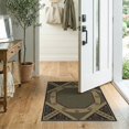 thumbnail image 2 of ODIKA 2'x3' Olive Green Geometric Washable Accent Rug Intricate Octagonal With Vintage Flair And Modern Touch Pet Friendly, Bedside Mat for Bedroom, Nursery, RV, 2 of 7