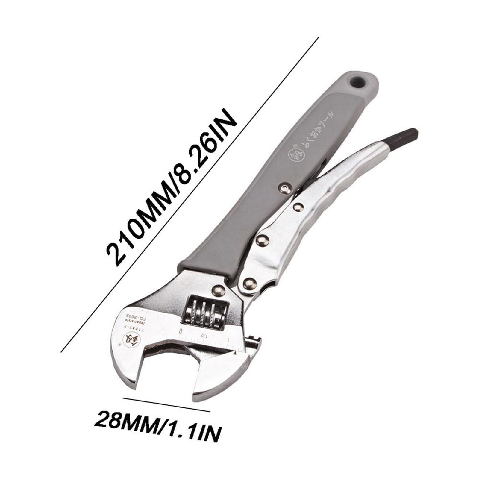 Qonioi Strong Locking Adjustable Wrench, Heavy-Duty Tool Steel Press-Lock Wrench, 8 Inch Adjustable Jaw Spanner for Screws Nuts Home Repair Automotive
