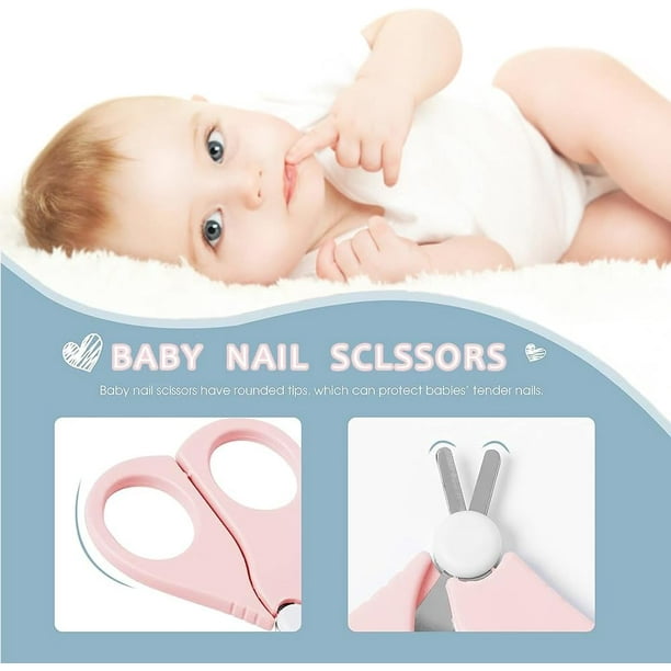 Set de manucure bébé 2 pièces - Ciseaux de sécurité - Mini coupe-ongles -  Couleur: BLANC