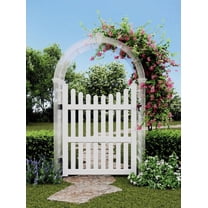 Classic 4 ft x 5 ft Vinyl Garden Arbor Fence Gate, White