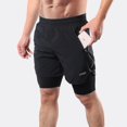 thumbnail image 3 of Lixada Hombres 2 en 1 Pantalones cortos para correr Secado rápido Transpirable Entrenamiento activo Ejercicio Trotar Maratón, 3 of 5