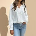 thumbnail image 2 of XuJwPNcy Long Sleeve Shirts for Women Lace V Neck Flowy Tunic Loose Fit Business Work Blouse Fall Trendy Outfits for Women（White,Large), 2 of 7