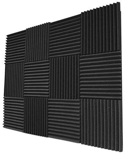 FOUCARSI 24 Pack Wedge Grey/Black Acoustic Soundproofing Studio Foam Tiles 1x12x12 