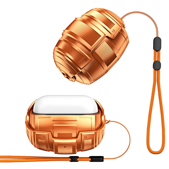 ELEHOLD Rugged Case for Airpods Pro 3rd Gen (2025), Shockproof Hybrid Protective Cover with Magnetic Lock and Lanyard, Orange