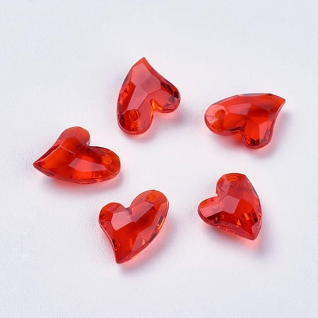 50Pcs Faceted Transparent Acrylic Heart Charms Faceted Pendant Ornament Heart Pendant Necklace Red Pendants Charms for Necklace Bracelet Jewelry Making DIY Craft Making 11x9x4mm