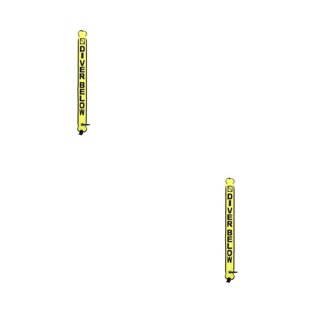 Greeniant Marcadores de superficie de buceo, boya, tubo de señal, accesorio profesional subacuático, inflado, equipo de salchicha elaborado Amarillo fluorescente 2Conjunto