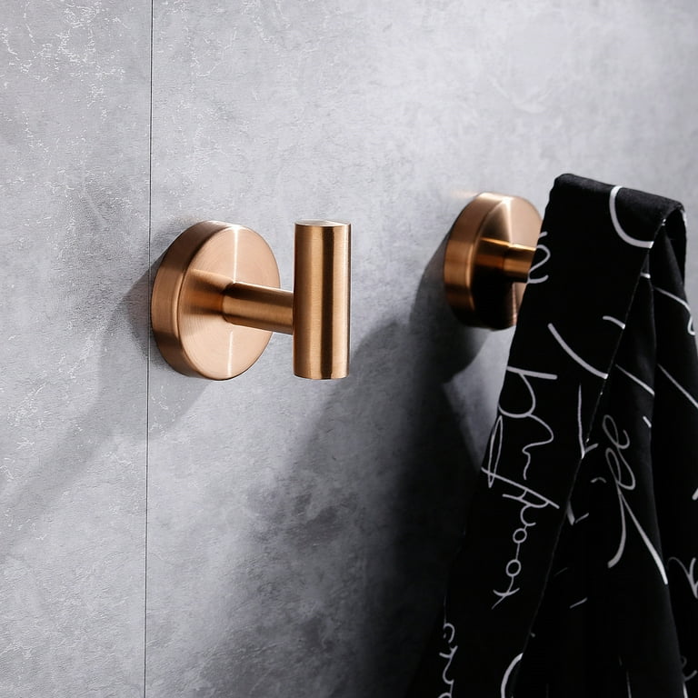 2 Pcs Golden Wall Hooks Stainless Steel Waterproof Shower Hooks, Wall  Mounted Towel Hooks for Bathroom