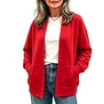 thumbnail image 2 of Otntypg Womens Lightweight Cropped Cardigans with Pockets Trendy Dressy Fall Long Sleeve Casual Soft Open Front Knit Cardigan Sweaters Tops with Pockets, 2 of 6