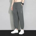 thumbnail image 3 of Workout Pants for Men Thin Breathable Quick Dry Summer Ice Silk Slacks Air Conditioned Harlan Harbor Style Cargo Leggings Sweatpants for Men Grey L, 3 of 3