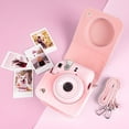 thumbnail image 4 of HAHDAXIA Case for Fujifilm Instax Mini 12 / Polaroid Mini 12 Instant Film Camera, PU Leather Gradient Weave Veins Protective Case with Shoulder Strap - Pink, 4 of 7