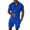 Blue, variant on Daolelai Men's Casual Corrugated Lapel Short-Sleeved T-Shirt Shorts Two-Piece Suit