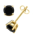 thumbnail image 2 of AoneJewelry0.25 CaratsW Round Black Diamond Solitaire Stud Earrings for Women In 14K Yellow Gold Prong-Setting, 2 of 4