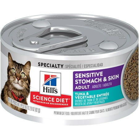(24 Pack) Hill's Science Diet Sensitive Stomach & Skin Tuna & Vegetable Entree Wet Cat Food, 2.9 oz. (Best Kitten Food For Sensitive Stomach Diarrhea)