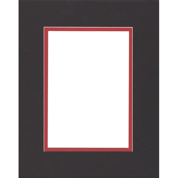 16x20 Black & Bright Red Double Picture Mat, Bevel Cut for 11x14 Picture or Photo
