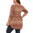 thumbnail image 2 of PINKSIR Plus Size Henley Shirts for Women V Neck Button Long Sleeve Flowy Tunic Tops Curved Hem Fall Ink Yellow Ripple 4X, 2 of 8
