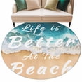 thumbnail image 2 of Summer Round Living Room Rugs 6 ft, Life Is Better At The Blue Beach Beach Ocean Washable Area Rug with Non-Slip Sturdy Edge Binding Round Carpet for Kitchen Office Bedroom, 2 of 9
