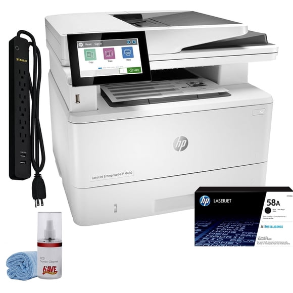 HP LaserJet Enterprise MFP M430f Monochrome Laser Printer (3PZ55A#BG) + Surge Protector + Cleaning Kit