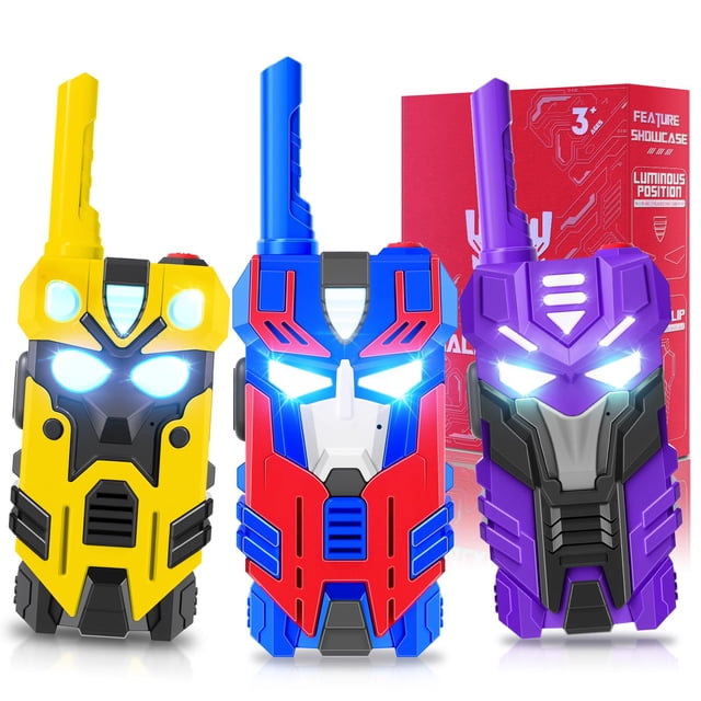 Walkie Talkies BTMBORY Transform Toys, paquete de 3, 2500 m, alcance para niños