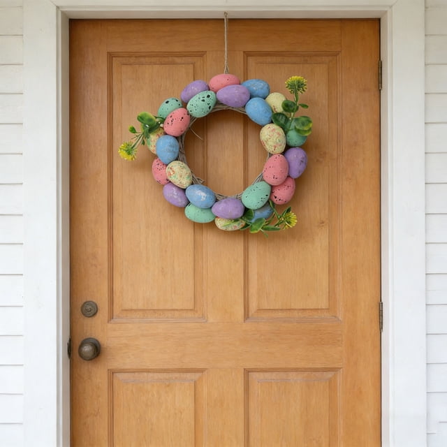 Easter Egg Wreath Suitable For Party And Holiday Decorations Door And Window Ornaments Suitable For Easter Indoor And Outdoor Decoration