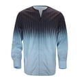thumbnail image 2 of Mens Polo Shirts Casual Gradient Striped Long Sleeve Ples Size Collarless Tops Fall Loose T Shirts for Man Blue XXXL, 2 of 7