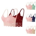thumbnail image 3 of Brglopf 2/3/5 Pack Bralettes for Women Floral Lace Wireless Bra V Neck Racerback Crop Top Adjustable Spaghettic Strap Camisole Bras 2 Pack-Pink/Khaki L, 3 of 3