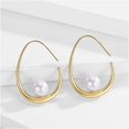 thumbnail image 3 of CFIOZYOS 14k Gold Plated Lightweight Pearl Earrings,Trendy Jewelry,Teardrop Hoop Earrings for Women,Pearl Drop Earrings,Elegant Jewelry for Gifts, 3 of 6