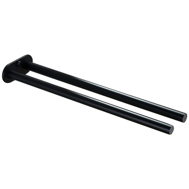 Toallero de pared para baño, toallero de acero inoxidable, toallero para taladrar para baño y cocina, color negro