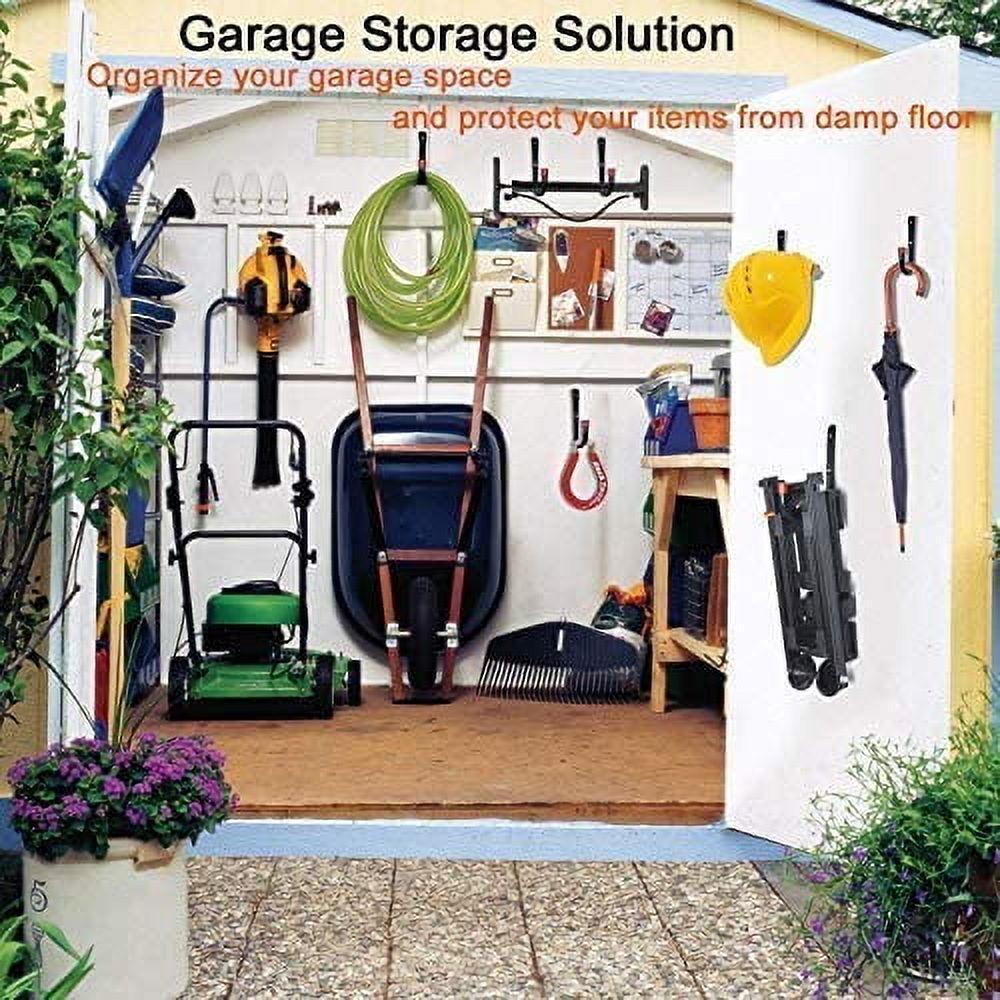JJEAN-Garage Storage Hooks, Heavy Duty J Utility Hangers (Black, Pack of 10)